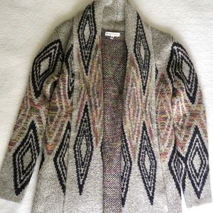 Woven Heart Ikat Geometric Open Cardigan Knit